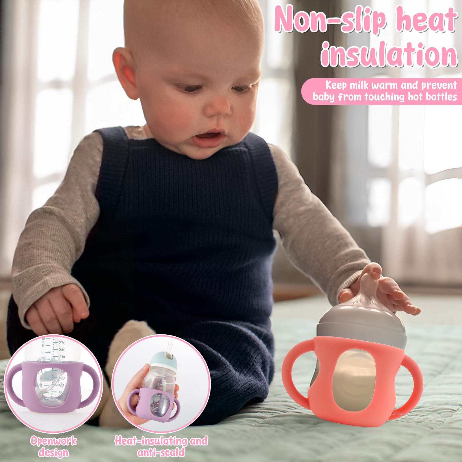 Poignee Biberon Mam Biberon Avent Poignées De Biberon En Silicone - Lot De 5 Multicolores - Pour Apprentissage Autonome Bébé Accessoire Biberon Silicone Porte Biberon Main Libre