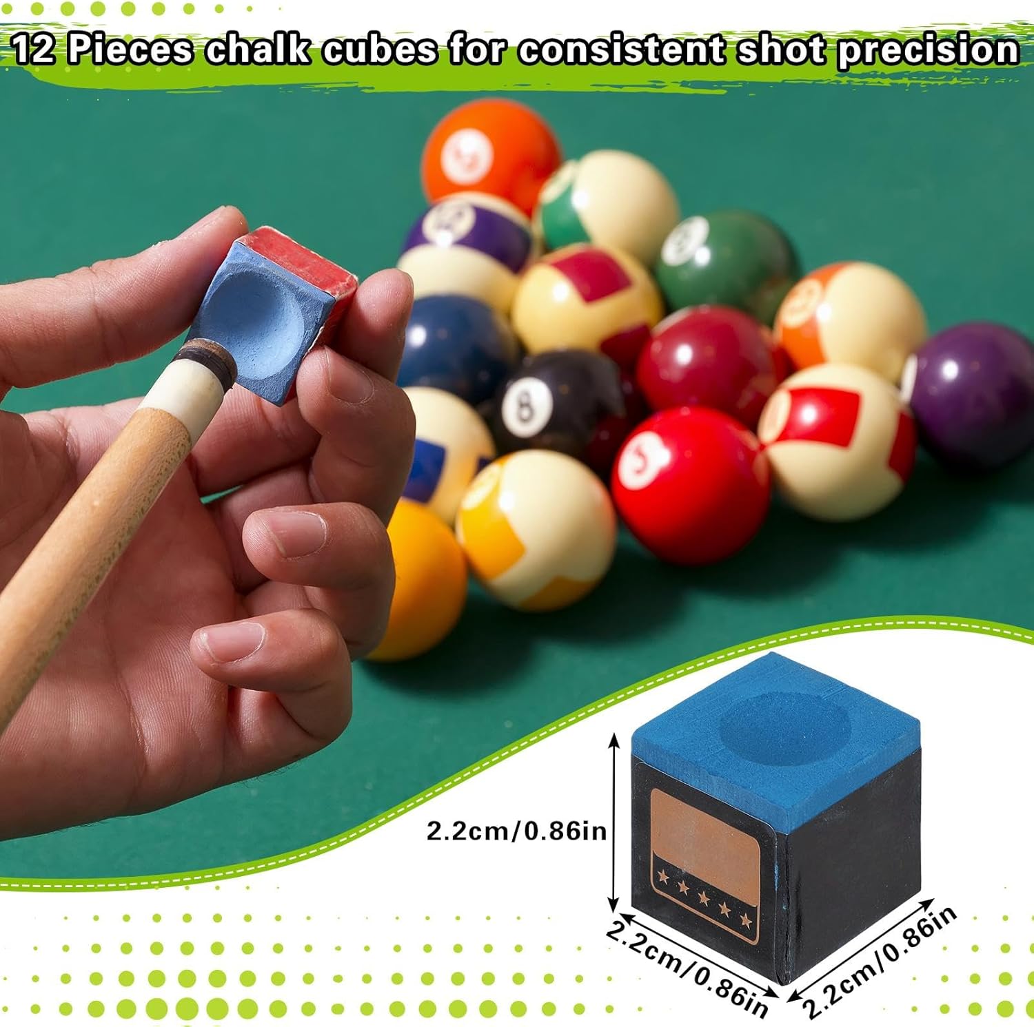 31 Pcs Pool Table Balls Billiard Accessory Kit with 16 Table Balls 1 Triangle Billiard Rack 1 Diamond Holder 12 Rack Cue Chalks 1 Brush for Friend Travel Office Desk Games Bartop