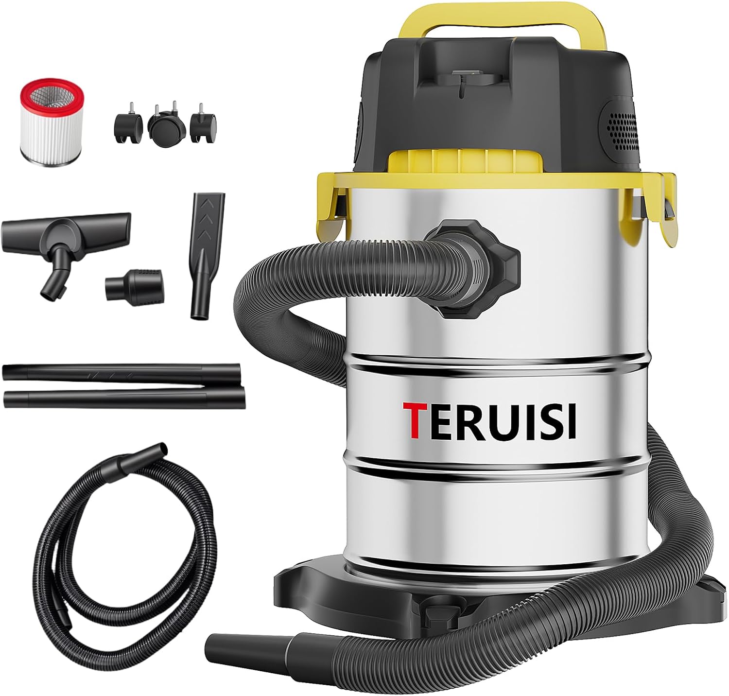 5 Gallon Wet Dry Shop Vacuum Cleaner, 4 Peak HP Portable Shop Vac with Blower Function, Stainless Steel Tank, 16FT Power Cord for Garage, Workshop, Car Detailing and Home Cleaning