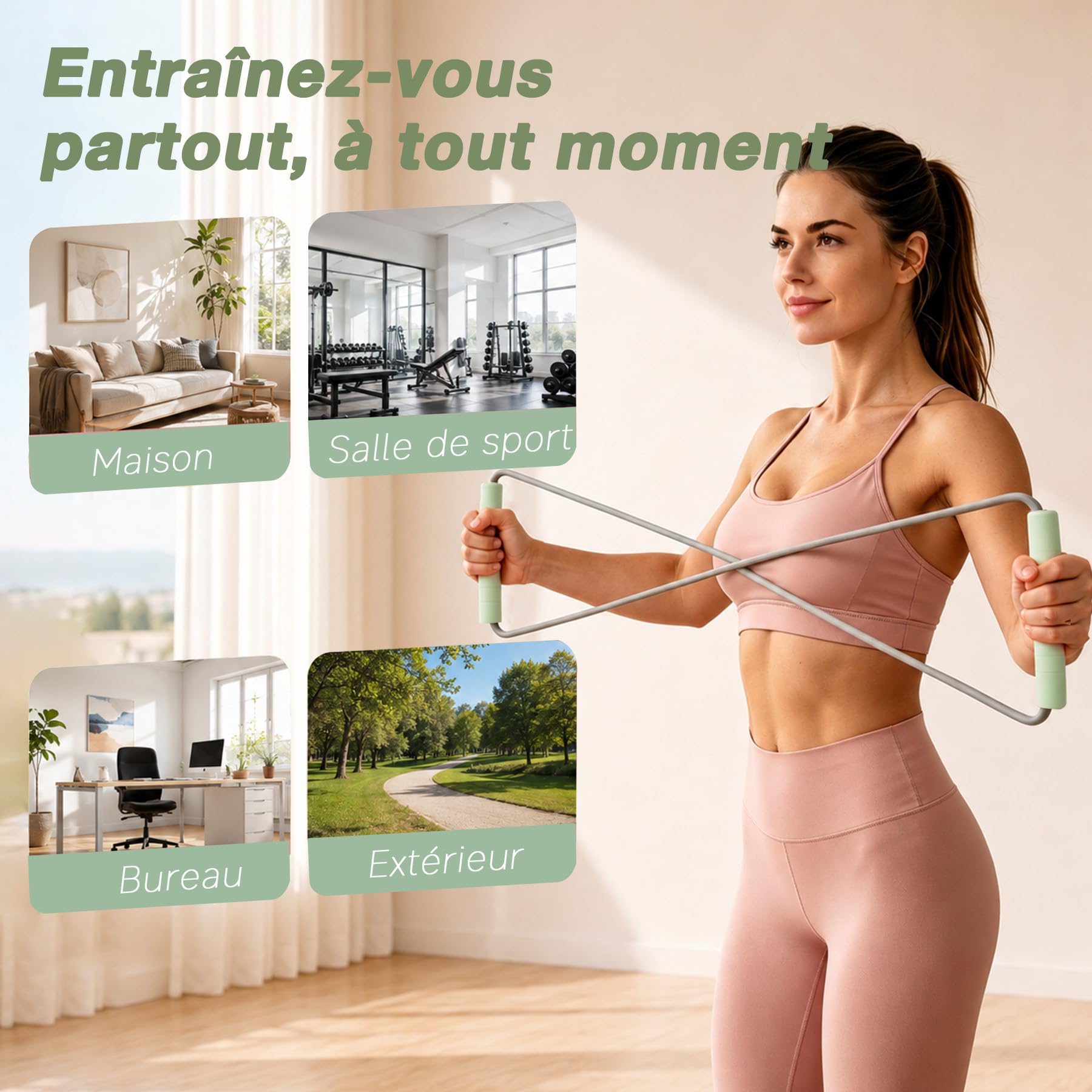 HTQ Home-Fitness-Set für Damen, verstellbare Hantelscheiben, Kettlebell, Widerstandsband
