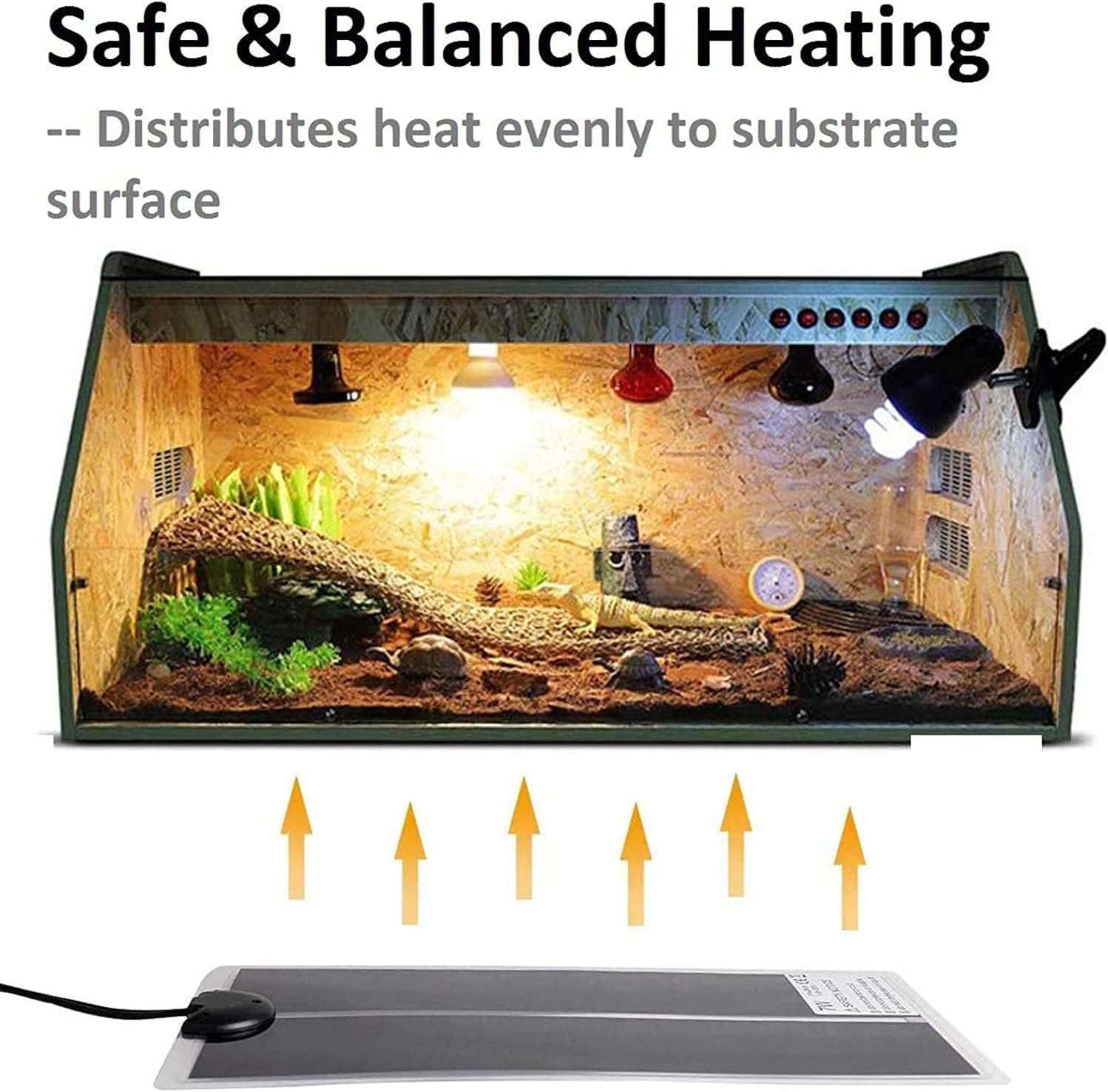 Reptile Heat Mat 2PCS Reptile Heating Pad 5W/7W/14W/20W Temperature Adjustable Under Tank Heater Terrarium Heat Mat For Turtle, Tortoise, Lizard, Spider, Snake, Frog, Plant Box Winter Heat Device ( Si