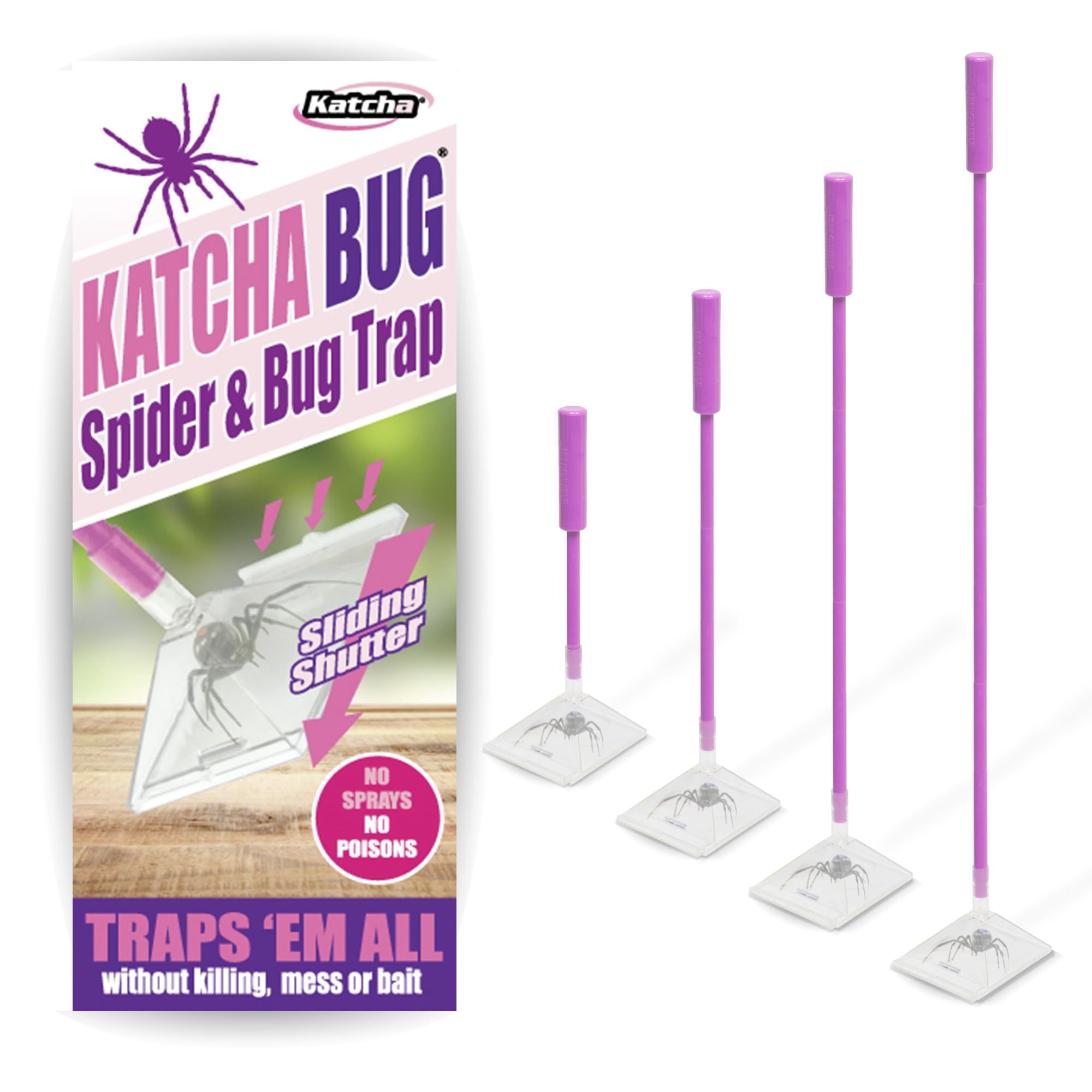 Katcha Spider & Bug Trap - PINK (4 Piece Handle, 2 Pack)