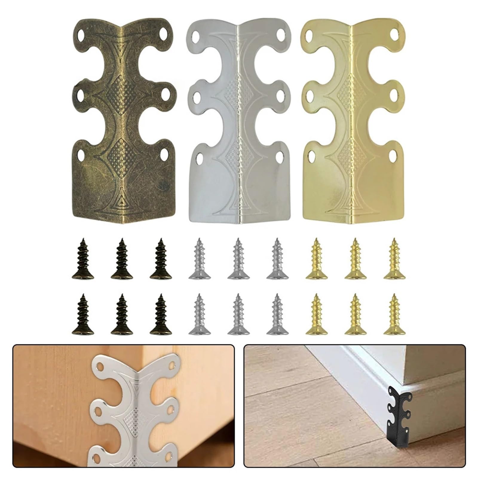Protecteur d'angle en métal, Lot de 6 Protections d'angles Meubles et plinthes métalliques Multicolores(Color 1 6pcs)