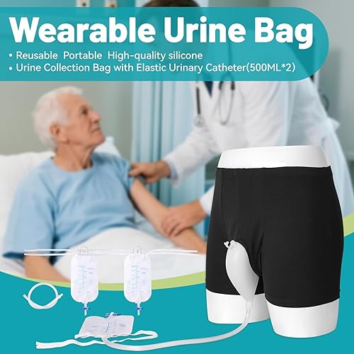 Miniatura 2 de Bolsa de orina portátil para incontinencia para hombres, bolsa portátil reutilizable para recolección de orina con catéter urinario, bolsa de orina