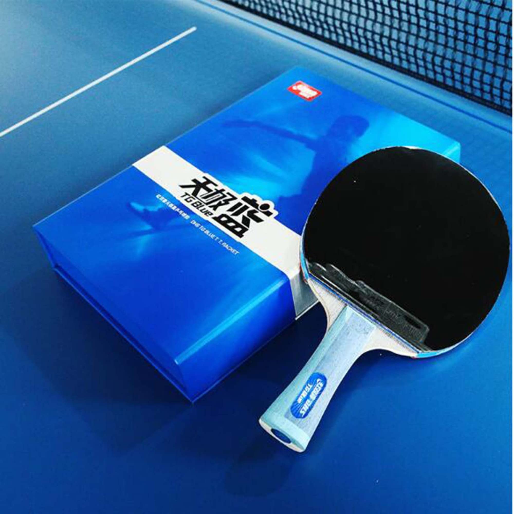 Racchetta da Ping Pong Professionale, Spugna Blu ad Alta Elasticità, Racchetta da Ping Pong avanzata con Gomma Approvata ITTF, Impugnatura Aperta/8 Stelle/Manico Corto