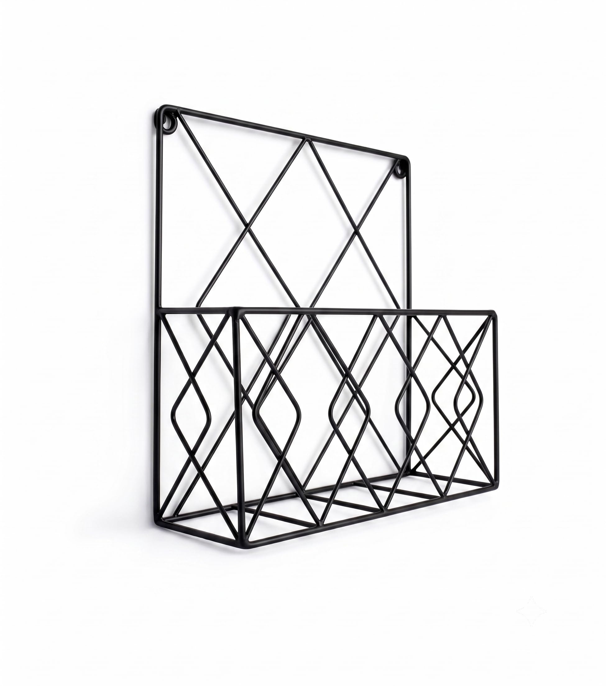 ALFHOME Geometric Wire Wall Basket - Black Metal Hanging Mail Sorter & Magazine Organizer for Entryway Home Office, and Bedroom Decor-image-4