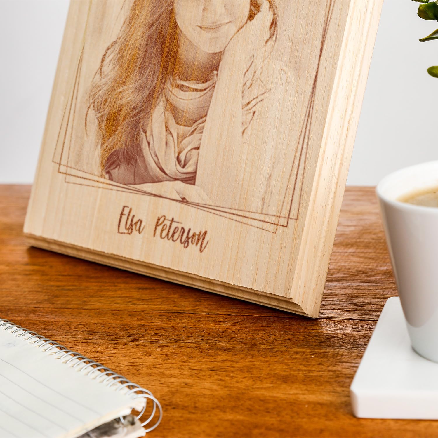 udelf Personalized Laser Engraved Wooden Photo Plaque – Custom Picture & Name Keepsake, Solid Wood Memorial Gift for Anniversaries, Birthdays, Weddings & Home Decor