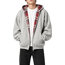 Y2K Grunge Plaid Zip Hoodie for Men Women Reversible Graphic Hoodies
