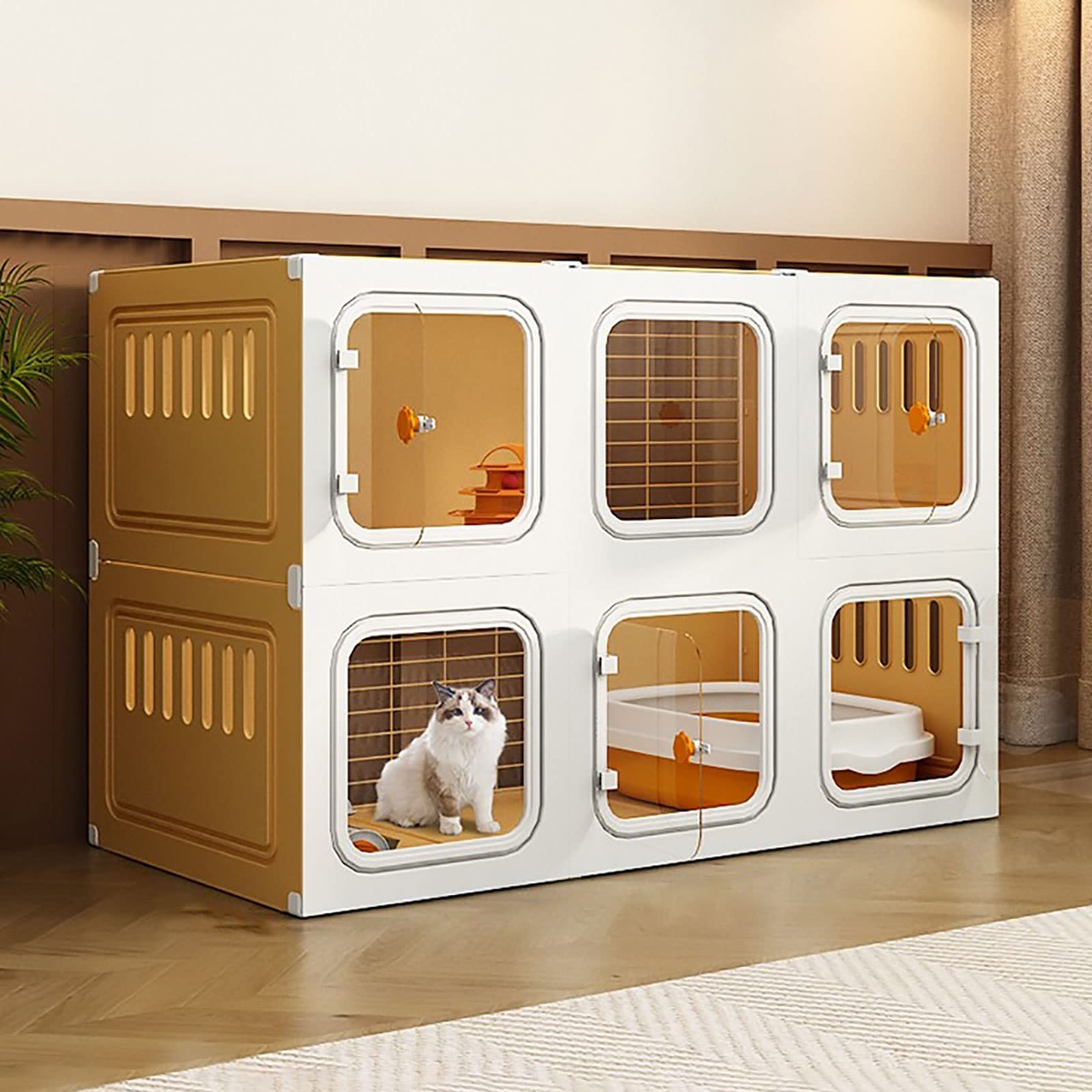 Gabbia per Gatti da Interno, Gabbie per Gatti, recinti per Gatti da Esterno, Gabbia per Piccoli Animali, mobiletto per Gatti Semi-Chiuso Staccabile, Grande Spazio per Esercizi Ideale per 2-3