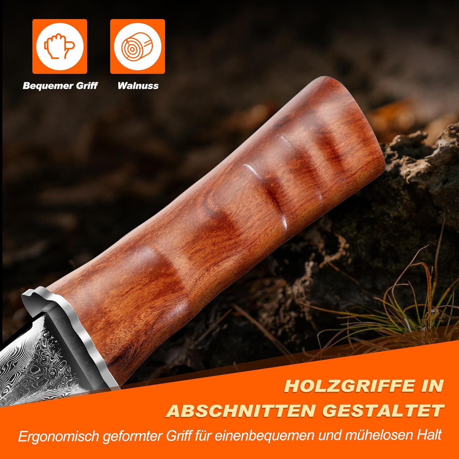 TIVOLI Damaszener Jagdmesser,Damaszener Stahl Adventure Outdoor Survival Messer, Zweischneidiges Dolchmesser, Geeignet für die Jagd, Dschungel Abenteuer, Camping, Senden Exquisite Geschenk-Box