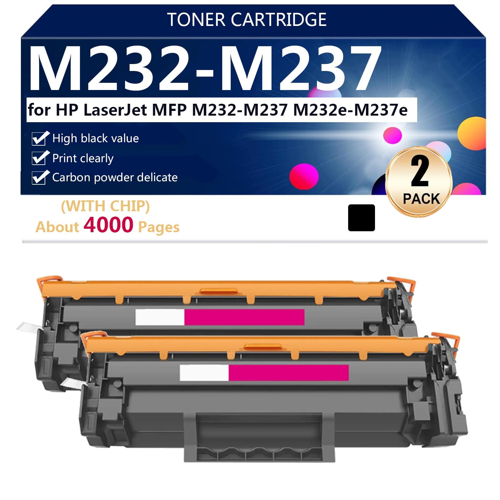 M232-M237 Cartucce di Toner Compatibili per HP LaserJet MFP M232-M237 M232e-M237e Stampante, Alta Capacità 4000 Pagine,Black-2 pack
