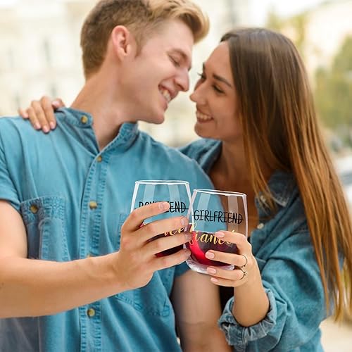 Miniatura 4 de Regalos de compromiso para parejas, juego de regalo de compromiso de copa de café de vino con bolsa de vino para mujeres, él y ella, prometido,