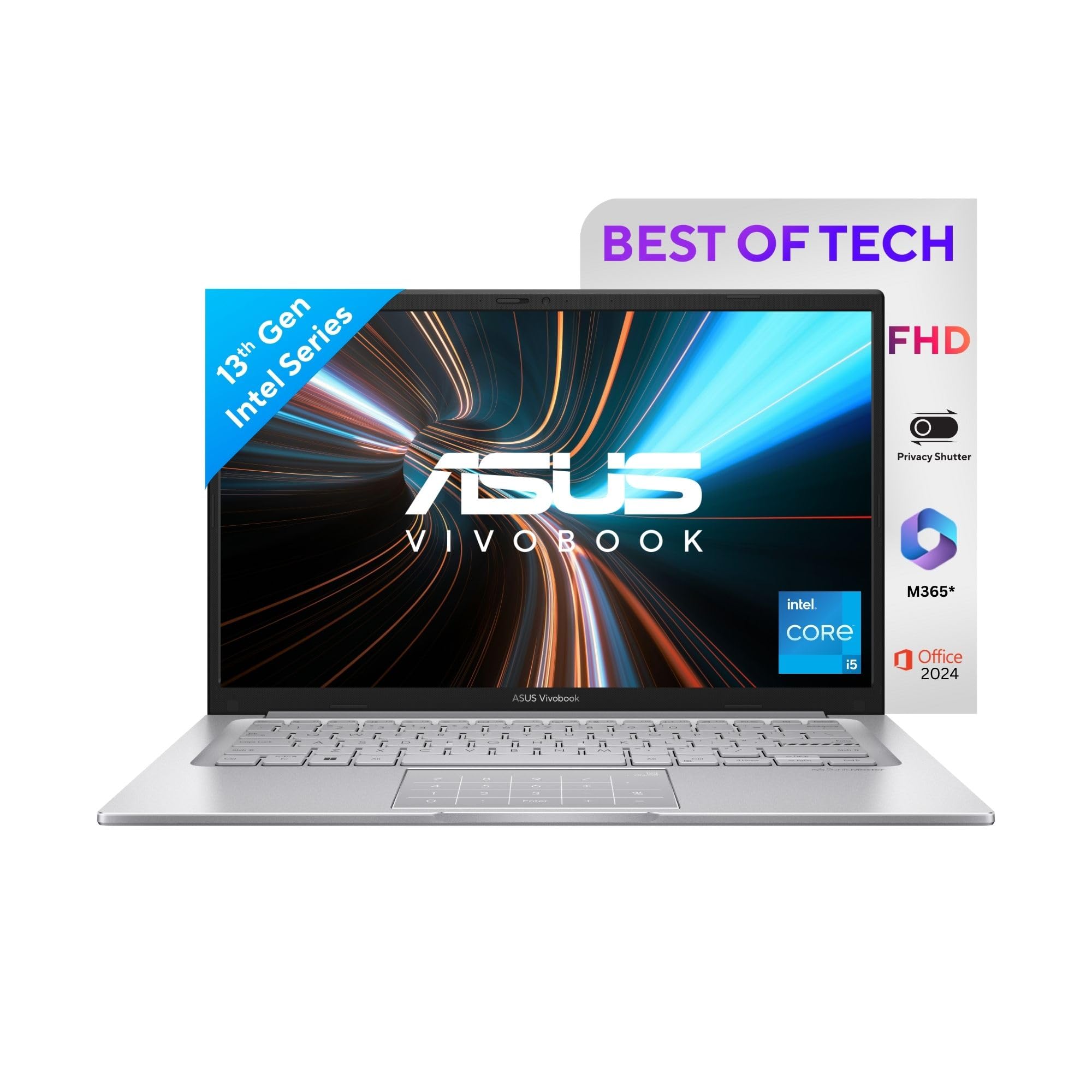 ASUS Vivobook 14, 14" FHD (1920 x 1080), Intel Core i5-1334U Processor, (8GB RAM/512GB SSD/Intel UHD/Win 11/M365 Basic (1Year)*/Backlit Keyboard/Office Home 2024/Silver/1.40 kg), X1404VA-NK804WS-image-42