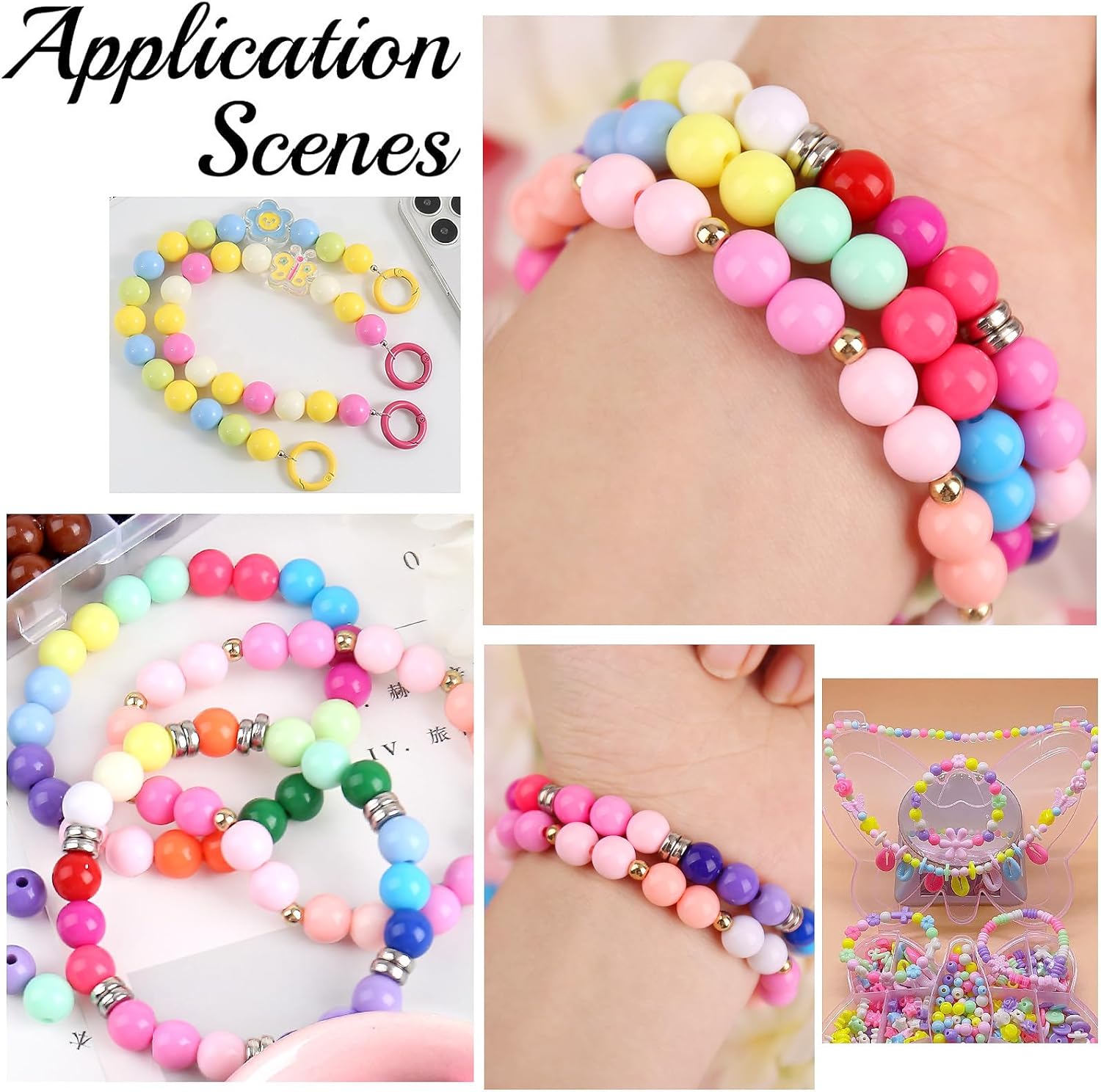 600Pcs 8mm Candy Color Acrylic Round Beads, 24 Colors Assorted Plastic Bubble Gum Beads with Hole Loose Beads Bulk for Bracelets Necklace Jewelry Making DIY Crafts - Image 6