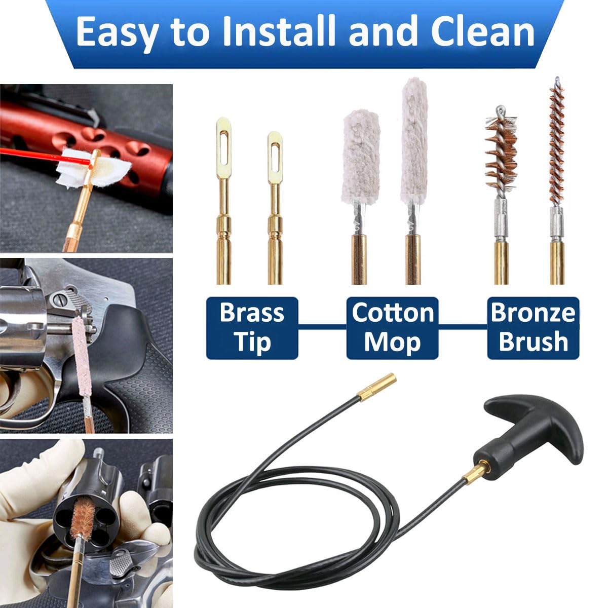 16 Pièces Kit de Nettoyage Pistolet d'entretien Kit de Nettoyage Arme et Pistolet Fusil De Chasse Cleaning Brosse Airsoft Rifle .22Cal .270 .30Cal .38Cal .40Cal .45Cal