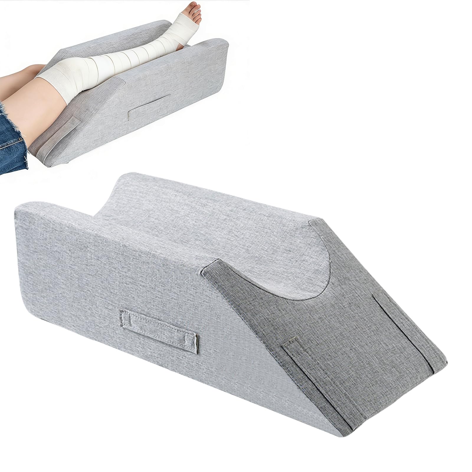 Almohada de elevación de piernas, soporte en forma de U para cama, material de lino y algodón, funda extraíble lavable, ideal para circulación y recuperación de lesiones
