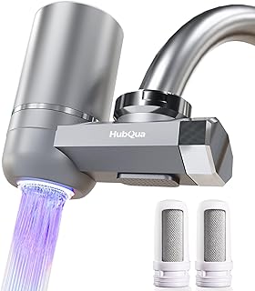 EcoUV - Wasserfilter für Wasserhahn mit Patentierter UV-Technologie, 2 Doppelwirkenden Filtern (Aktivkohle + Keramik), Beseitigt Mikroorganismen, Chlor, Kalk und Verunreinigungen