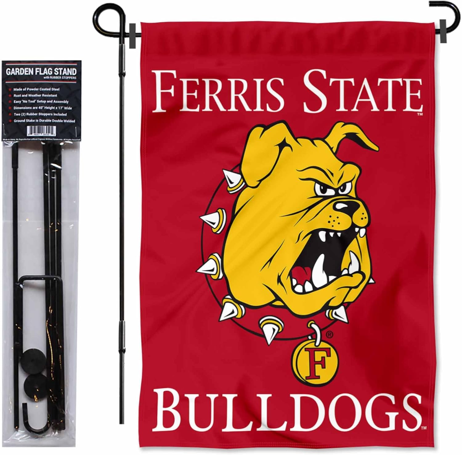 Ferris State Bulldogs Garden Flag and Pole Holder Set