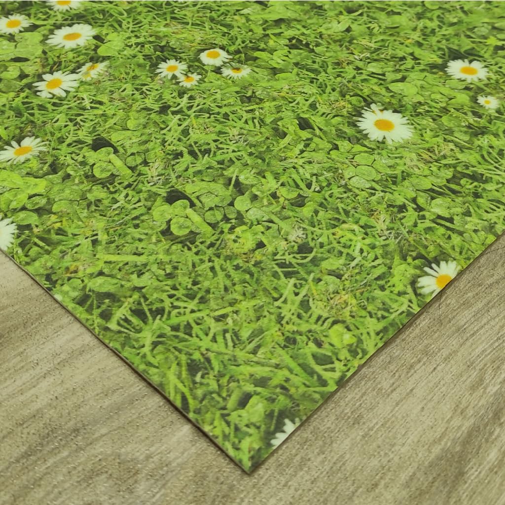 Tadi & Imperio1979 Tapis Vinyle imprimé Fleurs avec Gazon numérique pour Salon, Cuisine, Salle de séjour, entrées, Chambre à Coucher avec Dos PVC antidérapant.