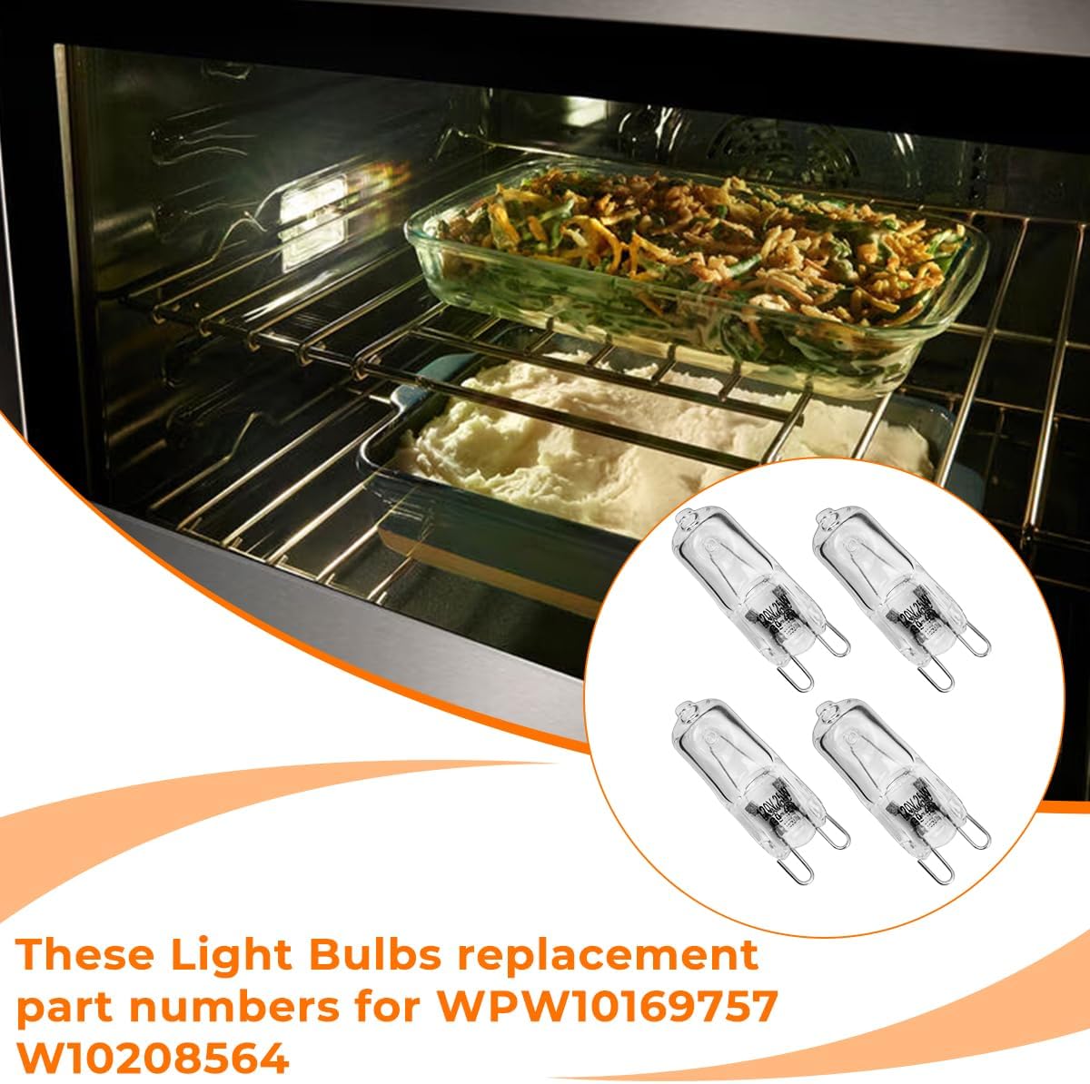 for Whirlpool Oven Light Bulb 120V 25W G9 for WPW10169757 4 PCS for Microwave Kitchenaid W10208564 Halogen Wall Oven Light Bulbs
