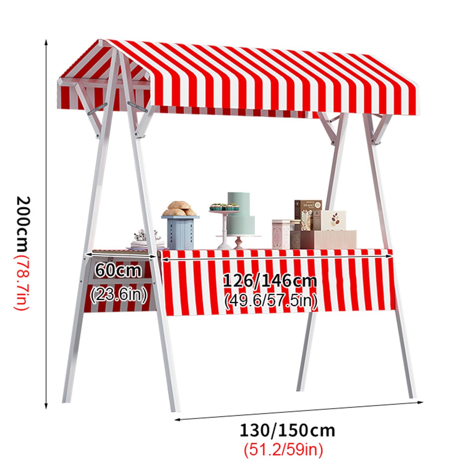 Carrello pieghevole con ruote per bancarelle di mercato - Giallo Street Food Vendor Trolley con baldacchino per mercati notturni uso commerciale 130x60x200 cm