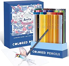 72 lápis de cor para adultos Arrtx, desenho de colorir, pintura de esboço, sombreamento, lápis de cor macia, materiais de artesanato, conjunto de lápis de cor premium para artistas adultos iniciantes