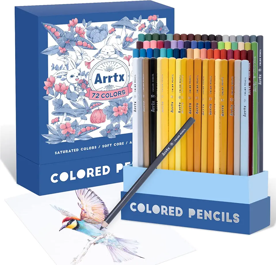 72 lápis de cor para adultos Arrtx, desenho de colorir, pintura de esboço, sombreamento, lápis de cor macia, materiais de artesanato, conjunto de lápis de cor premium para artistas adultos iniciantes