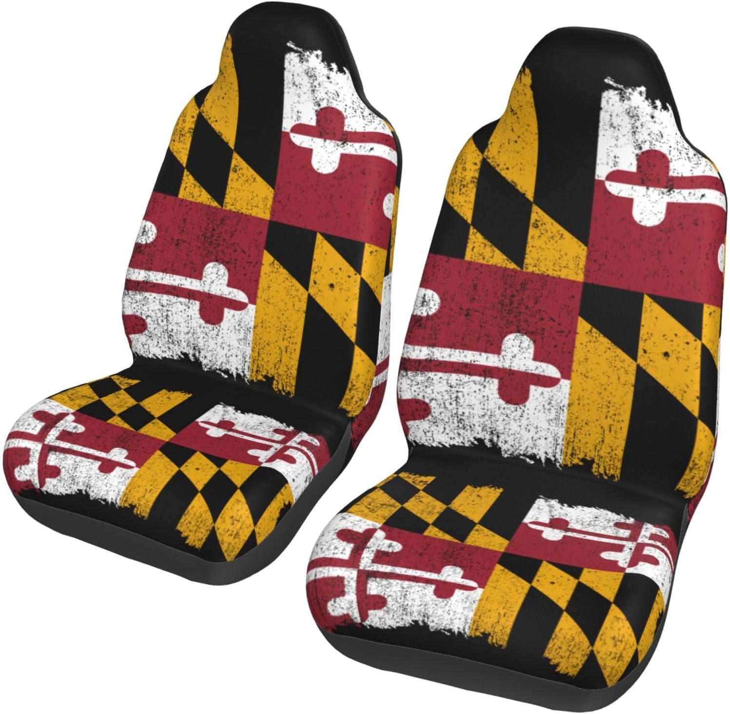 Vintage Maryland Flag Car Seat Covers Front Seats-Universal Automotive Seat Covers Full Set of 2 Pcs,Fits Most Cars SUV and Truck