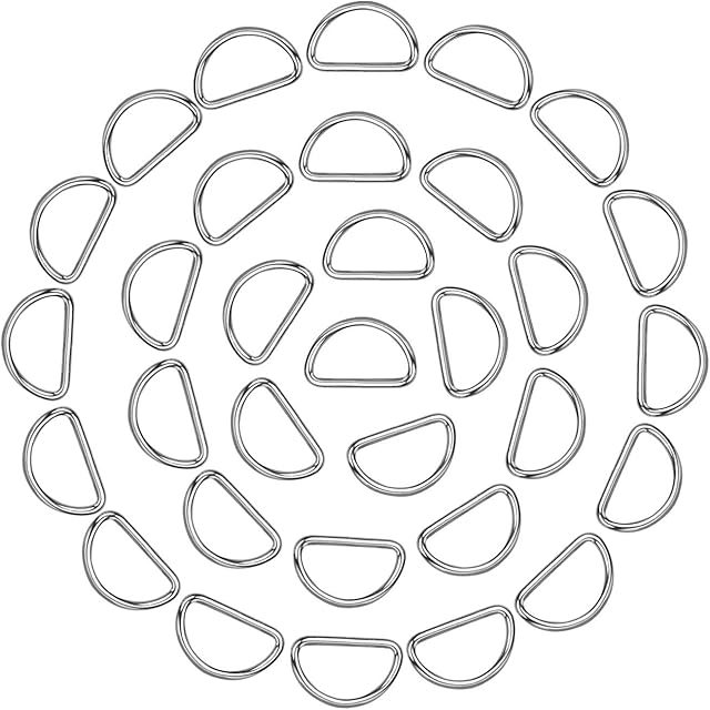 Trimming Shop Non Welded Metal D Ring Fasteners Durable Buckles for Hand Bag, Webbing Strap, Purse, Dog Collars, Belts, DIY Projects, 25mm, Silver, 10pcs