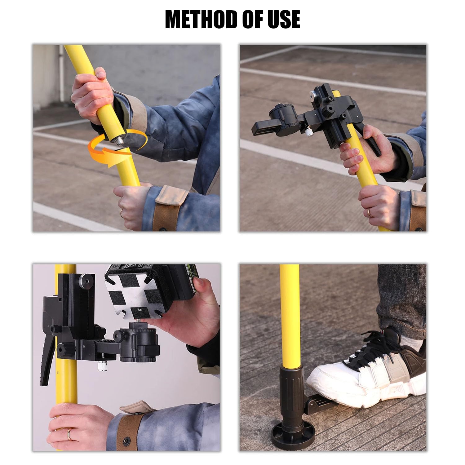 Tripode Nivel Laser,Rosca 1/4"-20 5/8"-11, Altura Ajustable De 70 a 360 Cm, Cabezal Multifuncional, Nivel Incorporado, Trípode De Aluminio, Con Barra Extensible Para Escáner Láser