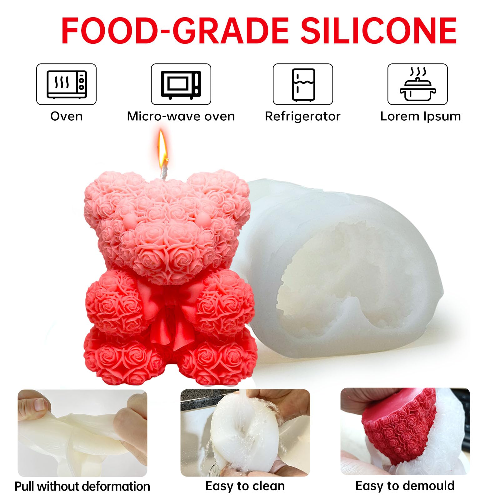 Cuore lucido con L'orso Zampa Portachiavi A Forma di Stampo I Love You Stampo In Silicone per Resina Epossidica FAI DA TE DY0136  15