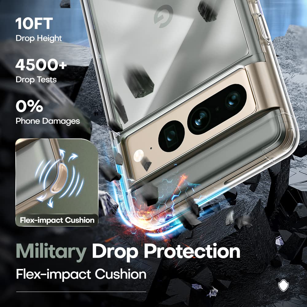 iVoler Anti Ingiallimento Chiaro Cover per Google Pixel 10 / Google Pixel 10 Pro con 2 Pezzi Pellicola Vetro Temperato, [Antiurto di Grado Militare] Custodia Trasparente Sottile Case