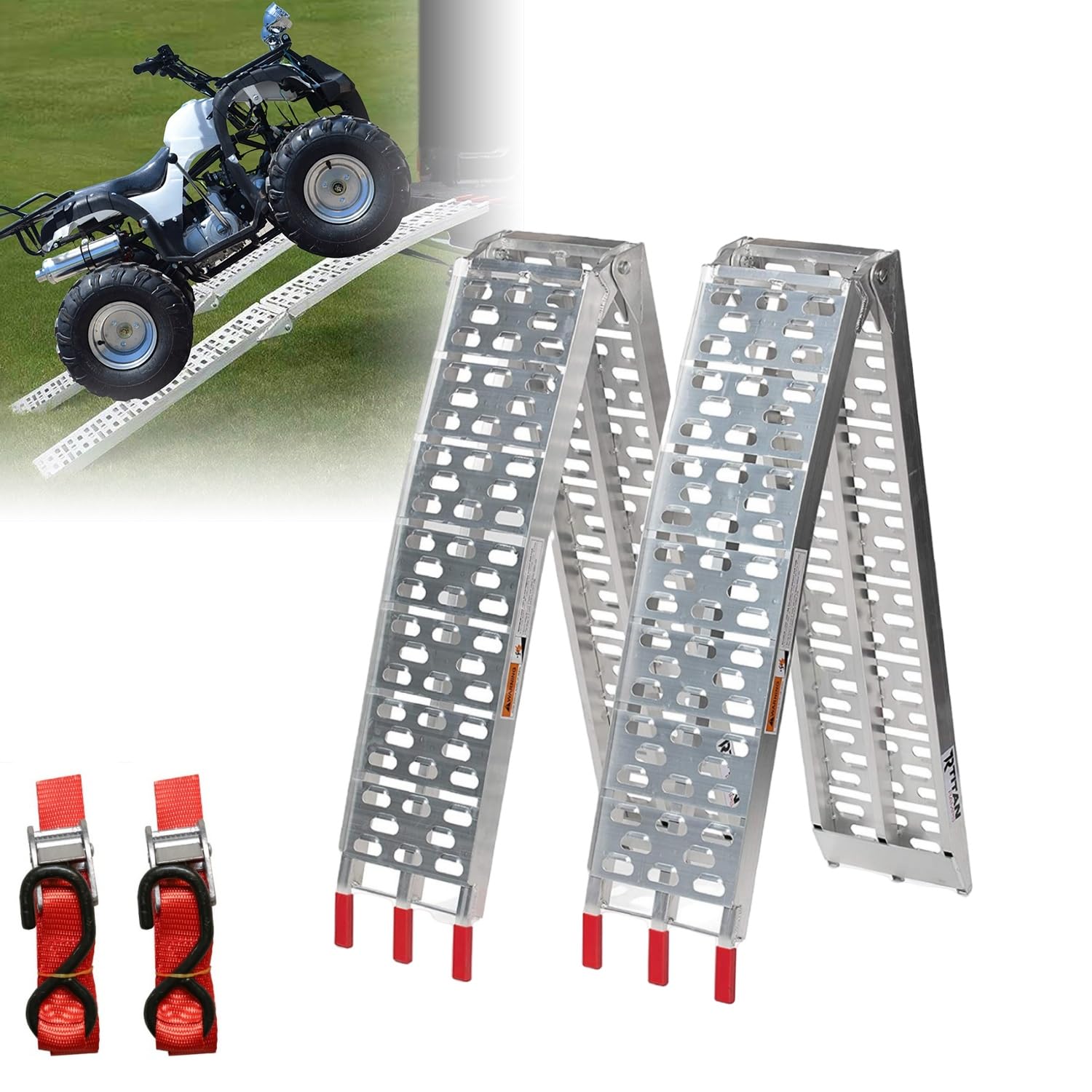 2X Auffahrrampe Klappbar 680kg Verladerampe rutschfeste Verladeschiene Verzinkter Stahl Rampe Auto,Laderampe geeignet für Motorrad, ATV Quad PKW,Rasenmäher leicht 226cm