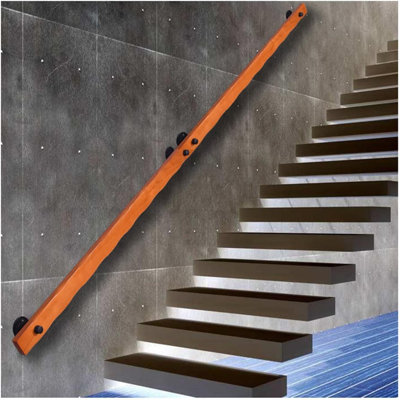 Rampe d'escalier intérieure et extérieure en métal noir de 100cm pour escalier de maison