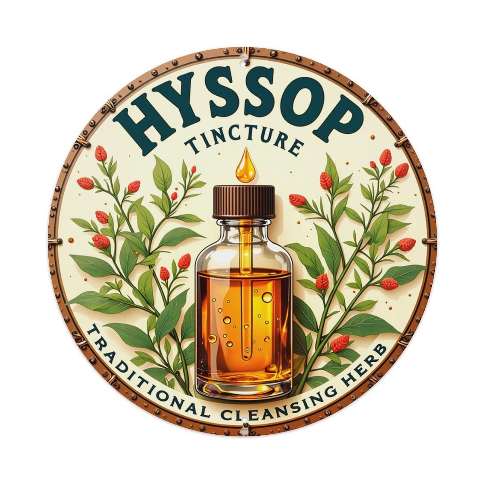 Jdyaojiesheng Vintage Herbal Tincture Bottle Design Label Round Tin Sign Retro Metal Wall Decor Metal Poster, Home Bar Garage Farmhouse Cafe Wall Art Decoration 8X8inch