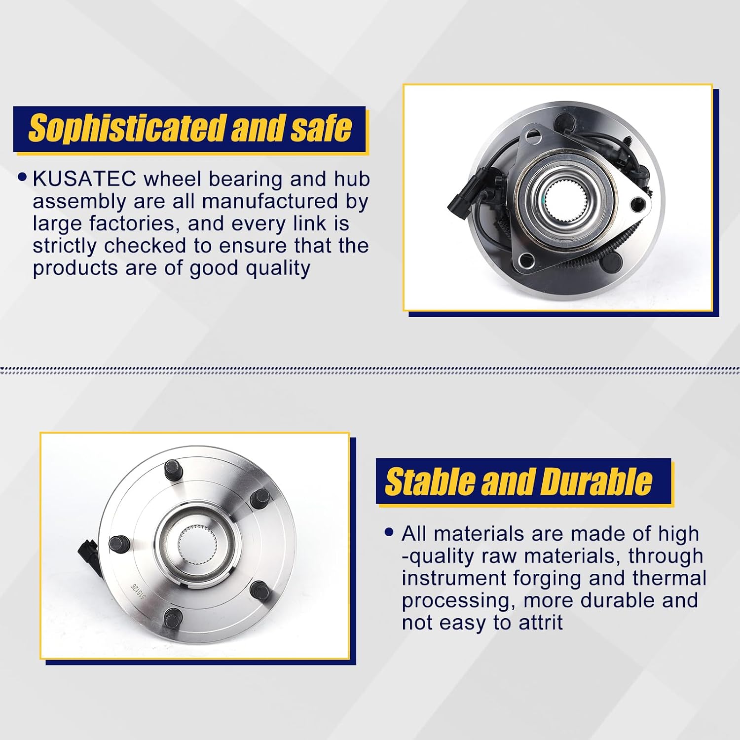 KUSATEC 515126 Front Wheel Bearing and Hub Assembly Compatible with 2009-2011 Dodge Ram 1500, 5 Lug Bolts w/ABS