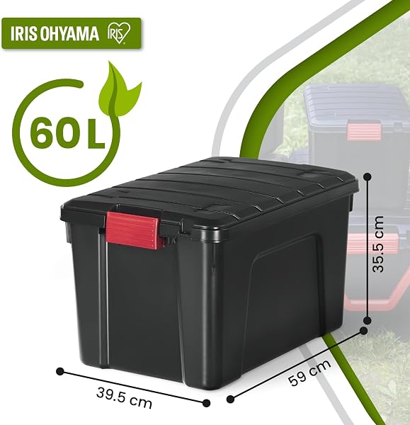 Iris Ohyama, Scatole Pieghevoli, 60L, Per Unità, Nero, Grande, Solido, Impilabile, Per Garage, Scaffali, Scatola Organizer, Plastica, Contenitore, SIA-60 - 2