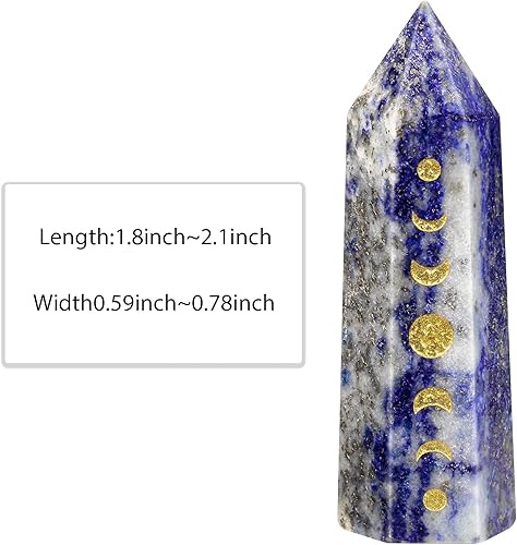 Vista 2 de Nupuyai Piedra de cristal curativo de lapislázuli para meditación de chakras, terapia de reiki, decoración de varita de cristal para oficina en casa