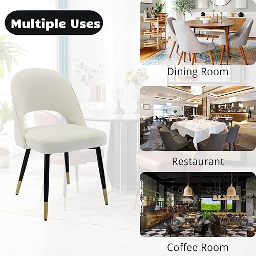 Miniatura 7 de HEAH-YO Juego de 2 sillas decorativas modernas, sillas de comedor tapizadas con respaldo hueco y patas de metal sólido, sillas de cocina sin brazos