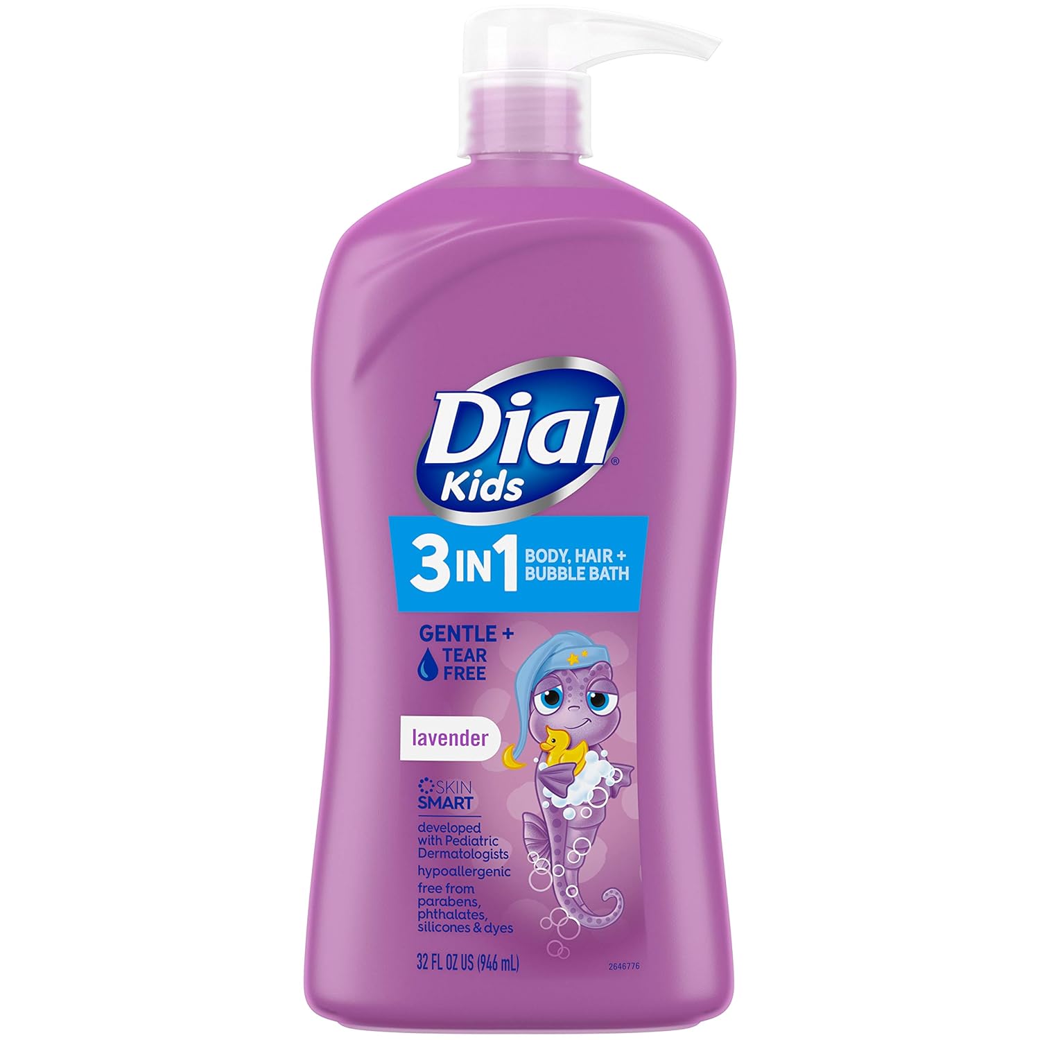 Dial Kids 3in1 Body+Hair+Bubble Bath fl oz, Lavender, 32 Ounce : Everything Else