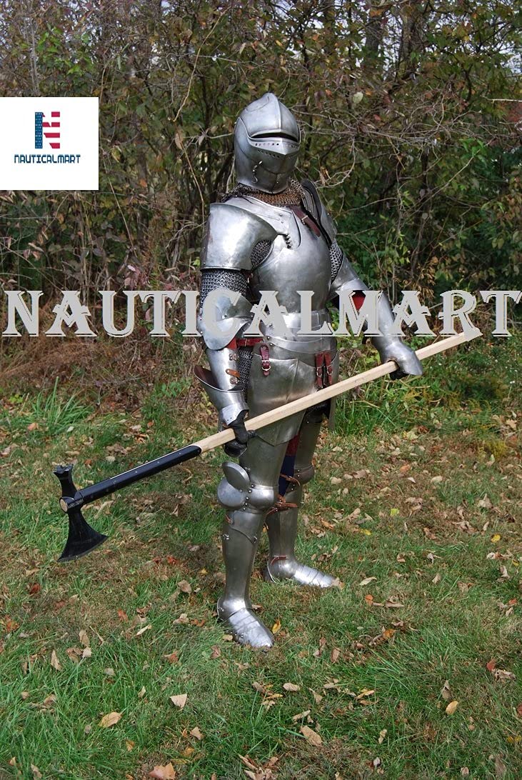 NauticalMart 15th Century Knight Suit of Armor Wearable Plate Armour Combat Medieval Costume Silver