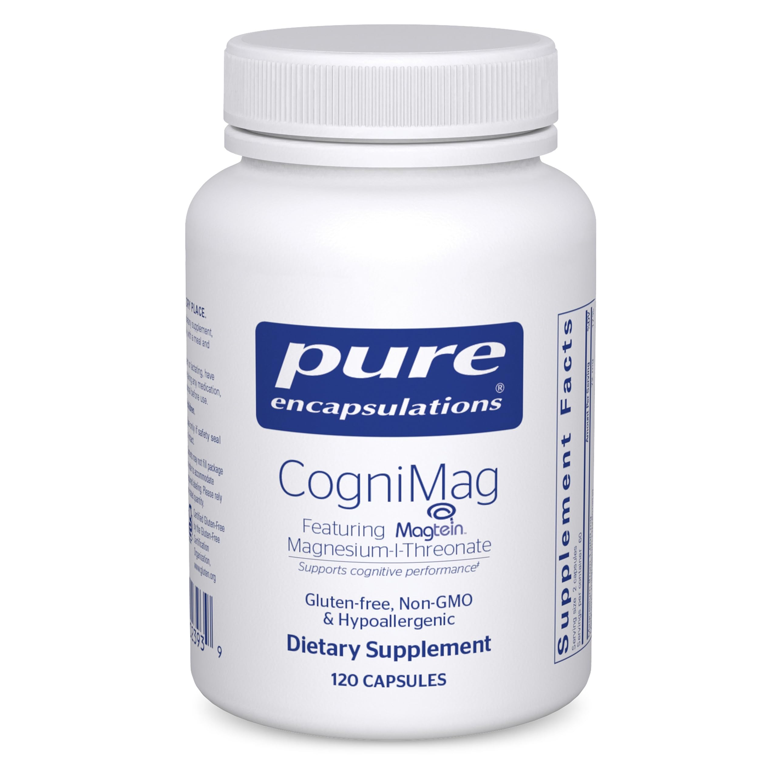 CogniMag 120's - Magnesium-L-Threonate Supplement - Supports Brain Health & Memory* - Includes Magtein & Polyphenol Blend - 120 Capsules