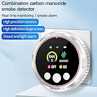 Vista 3 de Combo de detectores de humo y monóxido de carbono 4 en 1, batería de reserva integrada de 1000 mAh, alarma de 85 dB