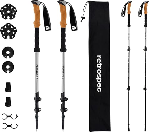 Retrospec Retrospec Solstice Trekking & Ski Poles for Men & Women - Aluminum wCork Grip - Adjustable & Collapsible Lightweight Hiking, Walking & Retrospec Retrospec Solstice Trekking & Ski Poles for Men & Women - Aluminum wCork Grip - Adjustable & Collapsible Lightweight Hiking, Walking &