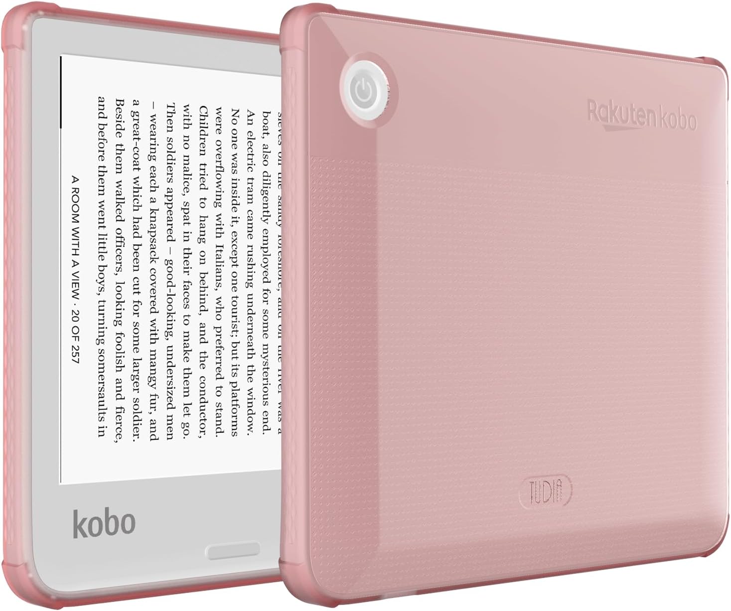 TUDIA SKN Designed for Kobo Libra 2 Case (7") Cover 2021, [Reinforced Corners] Shockproof Slim Anti-Yellowing Silicone Clear Back Lightweight Grip Snug Fit TPU Bumper for eReader - Clear Pink