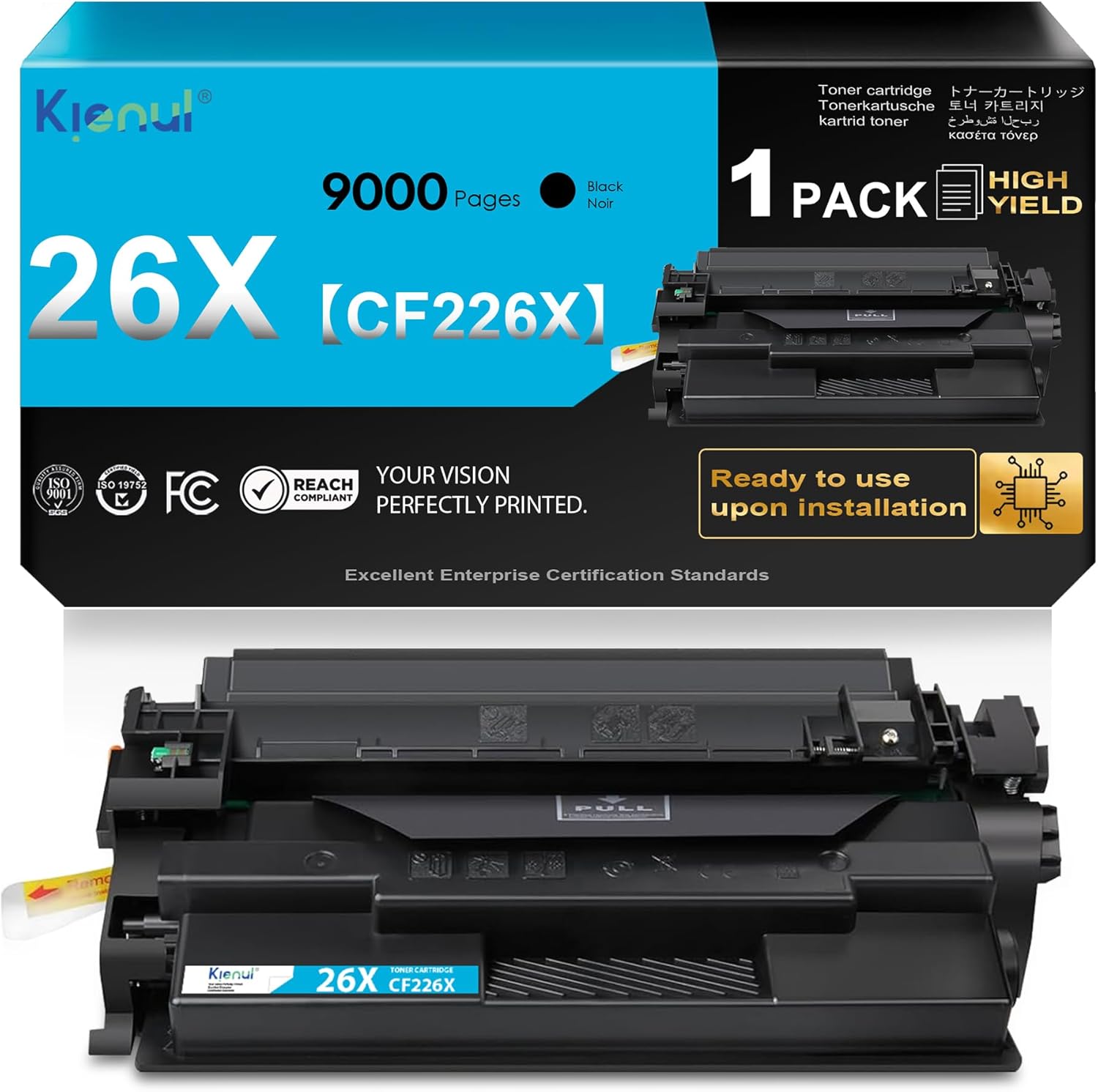 26X Black High-Yield Toner Cartridge CF226X, 1-Pack 26X Black Toner Replacement for HP Pro M402n M402dn M402dw M402dne M402d, Pro MFP M426fdw M426fdn M426dw Series Printer