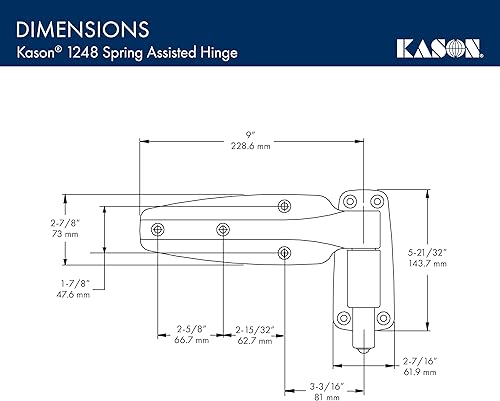 Miniatura 7 de Kason 1248000004 Bisagra asistida por resorte, paquete de 2, desplazamiento al ras