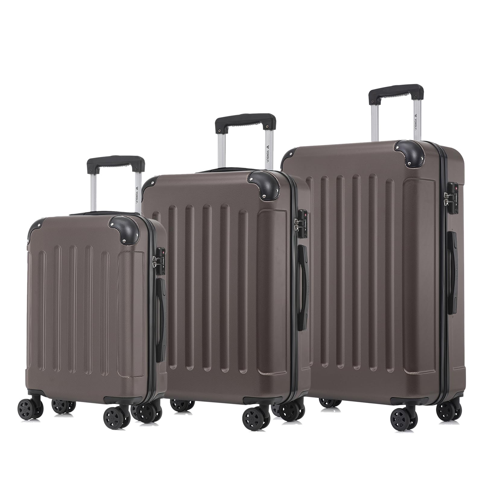 yonsly Koffer Suitcase, Trolley Reisekoffer, Rollkoffer Handgepäck mit 4 Rollen 360°, ABS Hartschalen, Sicherheitsschloss, Weicher Gummigriff, 210D-Futter