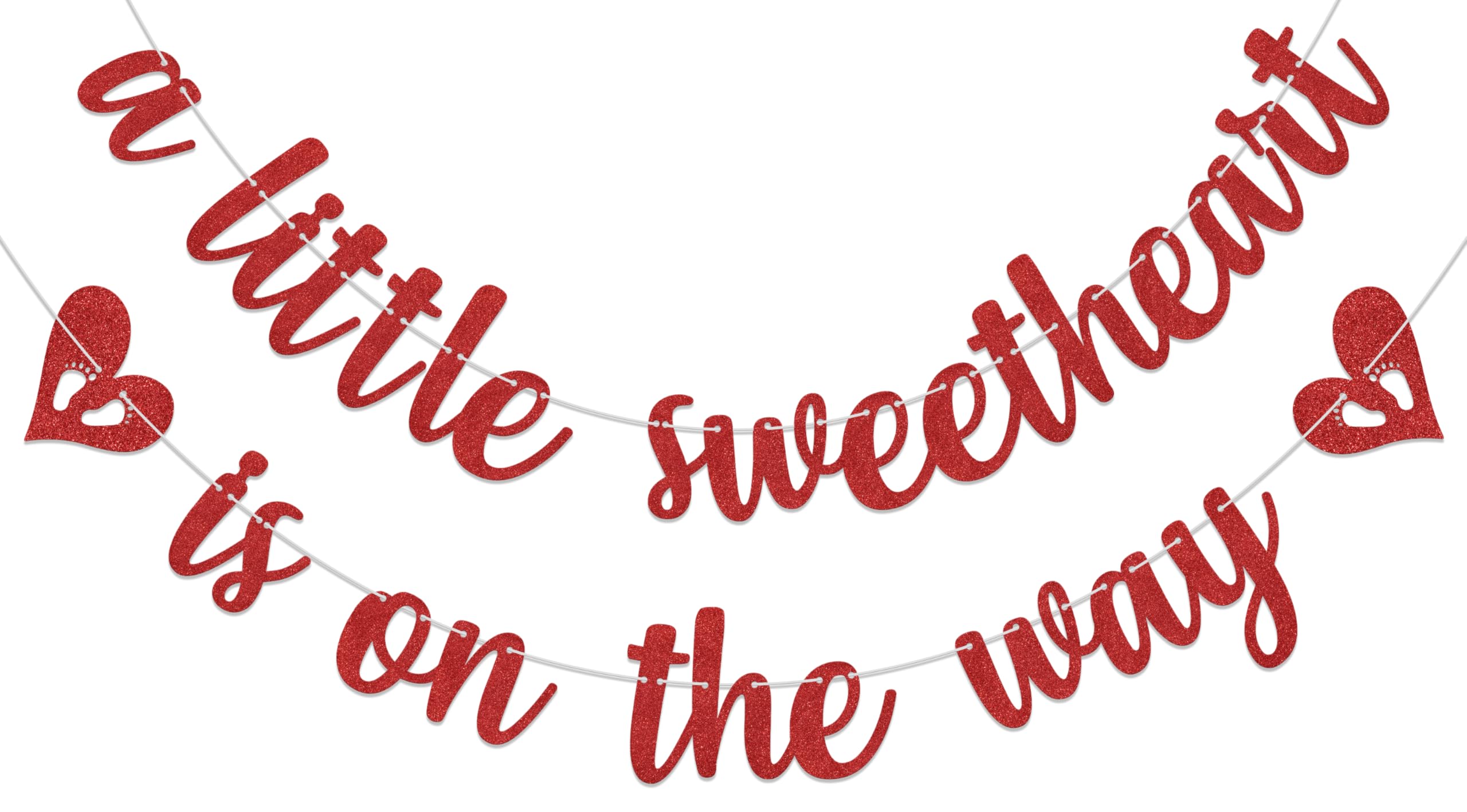 A Little Sweetheart is on the Way Banner - Valentines Day Baby Shower Decorations Red
