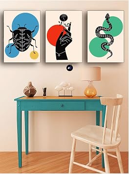 Postermanya pster83 Etnik Desenli Y lan ve B cek  l  Kanvas Tablo Seti, Premium 3l  Canvas, 3 Par al  Duvar Tablosu 50 x 70